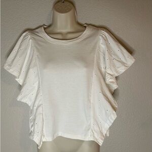Madewell white, cropped T-shirt with islet sleeves size S